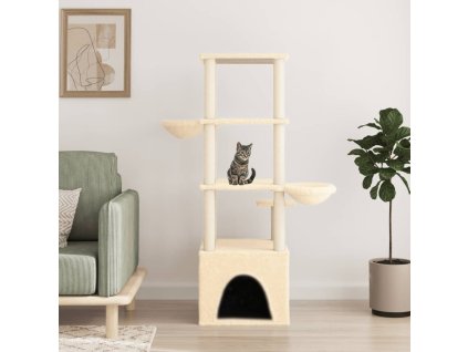 Škrabadlo pro kočky se sisalovými sloupky krémové 147 cm 171780