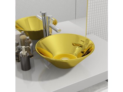 Umyvadlo zlaté 42 x 14 cm keramika 143494