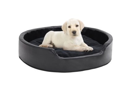 Pelíšek pro psy černý 79 x 70 x 19 cm plyš a umělá kůže 171262