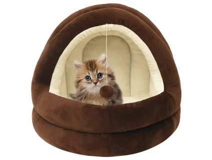 Pelíšek pro kočku 40 x 40 x 35 cm hnědý a krémový 171399