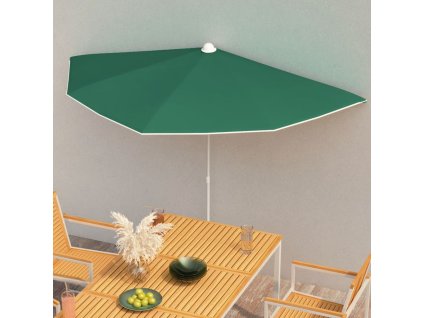 Zahradní půlkruhový slunečník s tyčí 180 x 90 cm zelený 315560