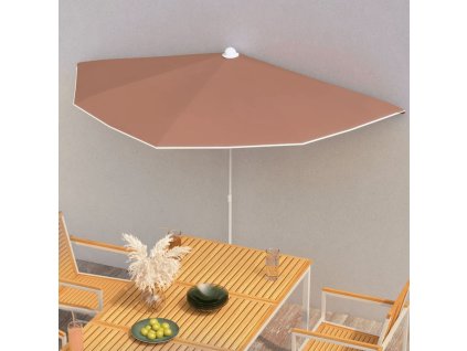 Zahradní půlkruhový slunečník s tyčí 180 x 90 cm terakotový 315564