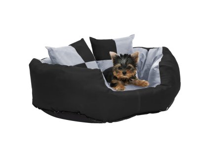 Oboustranný omyvatelný pelíšek pro psy šedý a černý 65x50x20 cm 171207