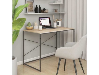 Počítačový stůl černý a dub 110 x 60 x 70 cm kompozitní dřevo 30211