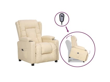 Zvedací křeslo krémové textil 3093432