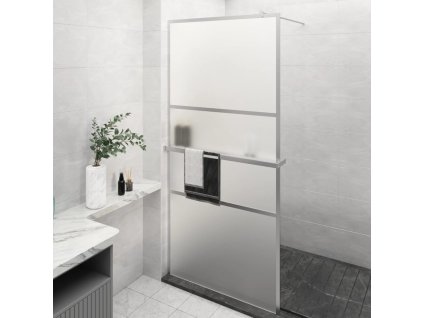 Zástěna do průchozí sprchy s policí chrom 90x195 cm ESG/hliník 3185497