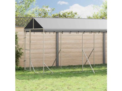 Venkovní psí kotec se střechou stříbrný 2 x 14 x 2,5 m ocel 3190485