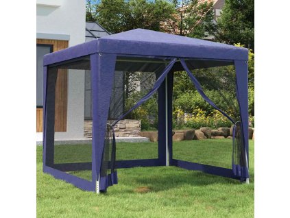 Party stan se 4 síťovanými bočnicemi modrý 2,5 x 2,5 m HDPE 319222