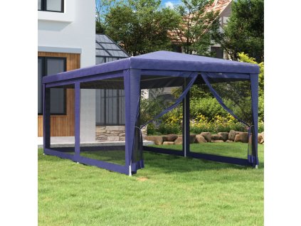 Party stan se 6 síťovanými bočnicemi modrý 3 x 6 m HDPE 319237