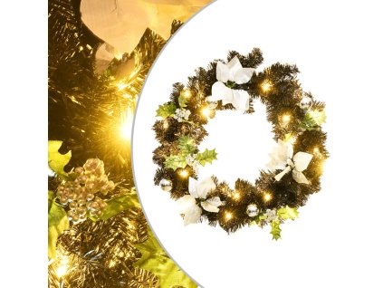 Vánoční věnec s LED diodami černý 60 cm PVC 321518