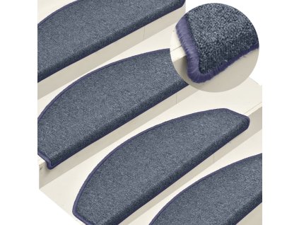 Schodové rohože 15 ks 65 x 24 x 4 cm tmavě šedé a modré, půlkulaté, velké 322365