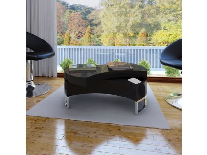 Konferenční stolek s nastavitelným tvarem, černý s vysokým leskem