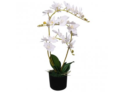 Umělá rostlina orchidej s květináčem 65 cm bílá