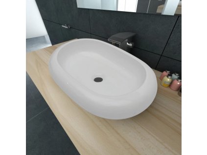 Luxusní keramické oválné umyvadlo - 63 x 42 cm - bílé