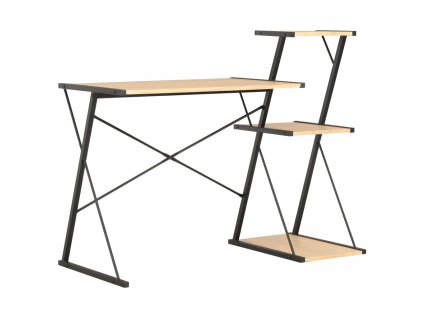 Psací stůl s poličkami černý a dubový odstín 116 x 50 x 93 cm