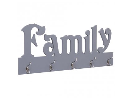 Nástěnný věšák FAMILY šedý 74 x 29,5 cm