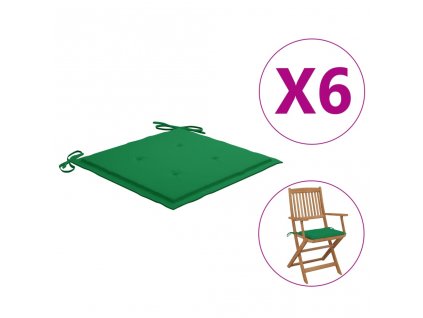 Podušky na zahradní židli 6 ks zelené 40x40x3 cm látka oxford