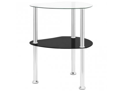 322786 vidaXL 2-Tier Side Table Transparent & Black 38x38x50cm Tempered Glass 322786
