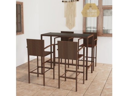 5dílný zahradní barový set polyratan hnědý 3064842