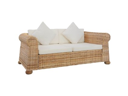 2místná pohovka s poduškami přírodní ratan 283073