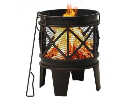 Rustikální přenosné ohniště s pohrabáčem Φ 42 x 54 cm ocel