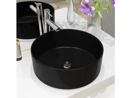 Keramické umyvadlo kulaté černé 40 x 15 cm 142737