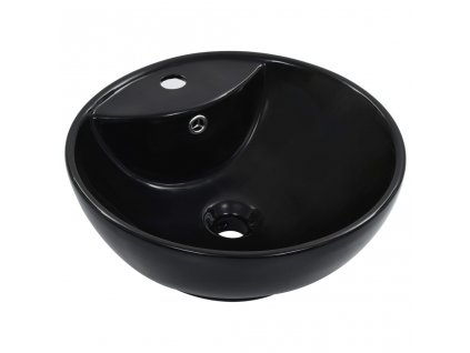 Umyvadlo s přepadem černé 46,5 x 18 cm keramika 143904