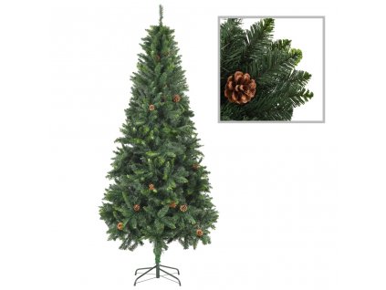 Umělý vánoční stromek se šiškami zelený 210 cm