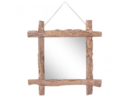 Zrcadlo z polínek přírodní 70 x 70 cm masivní recyklované dřevo