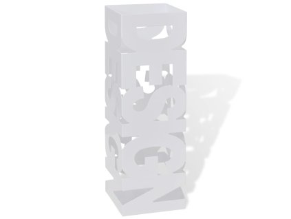 Bílý hranatý stojan na deštníky a vycházkové hole, ocelový, 48,5 cm
