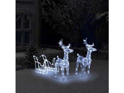 Vánoční sobi se sáněmi 160 LED 130 cm akryl