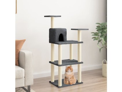 Škrabadlo pro kočky se sisalovými sloupky tmavě šedé 119 cm