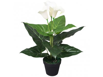 Umělá rostlina kala s květináčem 45 cm bílá