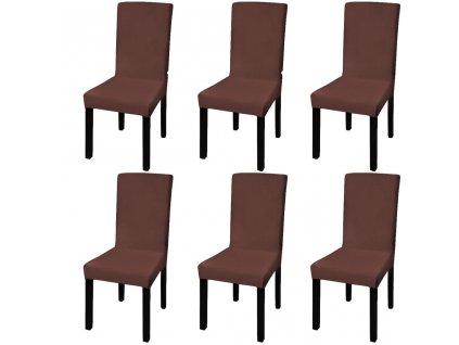 Hladké strečové potahy na židle 6 ks hnědé