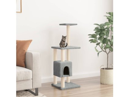 Škrabadlo pro kočky se sisalovými sloupky světle šedé 104 cm