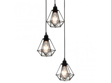 Stropní lampa s diamantovým designem černá 3 x žárovka E27