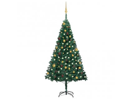 Umělý vánoční stromek s LED a sadou koulí zelený 180 cm PVC