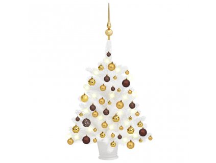 Umělý vánoční stromek s LED a sadou koulí bílý 65 cm