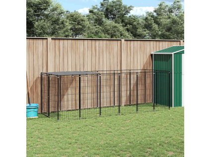 Psí kotec černý 330 x 110 x 110 cm ocel 150782