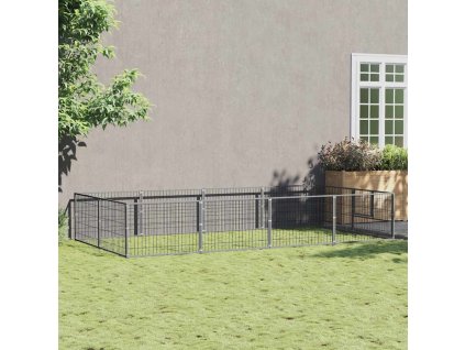 Psí kotec stříbrný 8 m² ocel 3082120