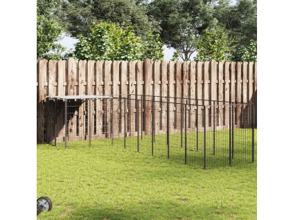 Psí kotec černý 6,05 m² ocel 3082225