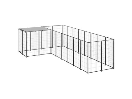 Psí kotec černý 6,05 m² ocel 3082225
