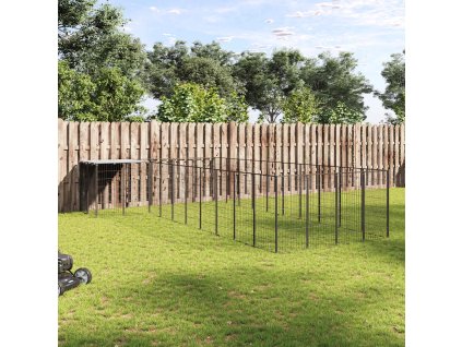 Psí kotec černý 13,31 m² ocel 3082238