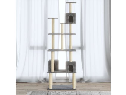 Škrabadlo pro kočky se sisalovými sloupky světle šedé 188 cm