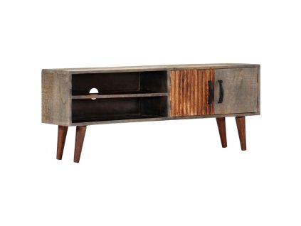 TV stolek šedý 130 x 30 x 46 cm masivní hrubý mangovník 282743