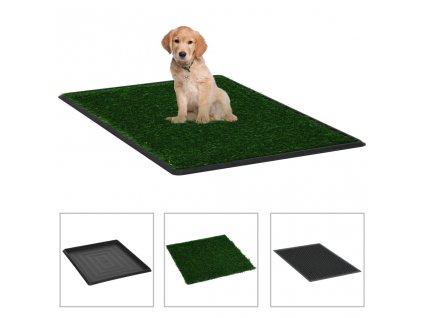 Toaleta pro psy s nádobou a umělou trávou zelená 64x51x3 cm WC