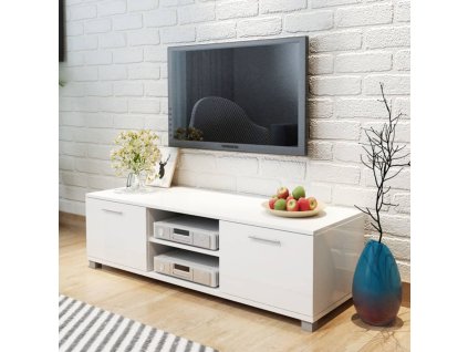 TV stolek bílý s vysokým leskem 120 x 40,5 x 35 cm 243041