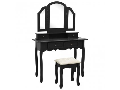 Toaletní stolek se stoličkou černý 100 x 40 x 146 cm pavlovnia