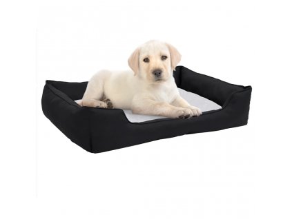 Pelíšek pro psy černobílý 85,5 x 70 x 23 cm lněný vzhled flís