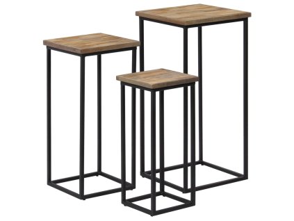 3 stojany na květiny recyklovaný teak 246088